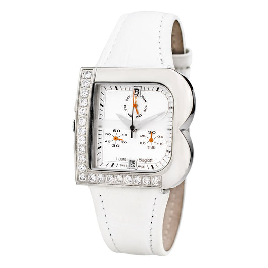 Laura Biagiotti White Leather Dress Watch 1728,67434610848,Accessories,Dress Watches - Watches - Accessories,Laura Biagiotti,New with tags,Watches - Accessories,White,Women