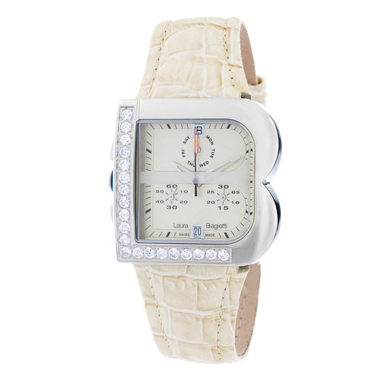 Laura Biagiotti Beige Leather Dress Watch 1728,67434610848,Accessories,Beige,Dress Watches - Watches - Accessories,Laura Biagiotti,New with tags,Watches - Accessories,Women