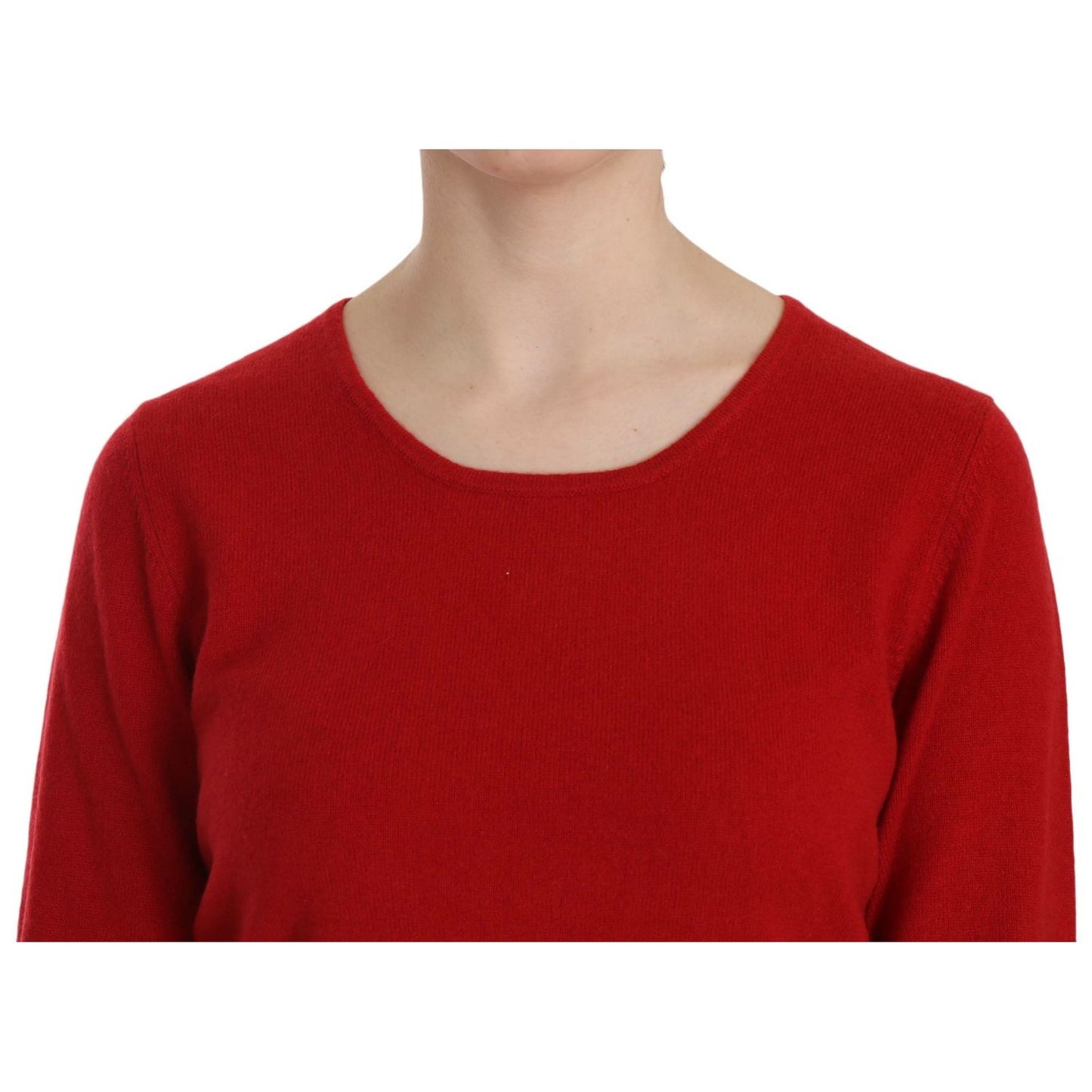 MILA SCHÖN Cashmere Red Round Neck Pullover Top Sweater