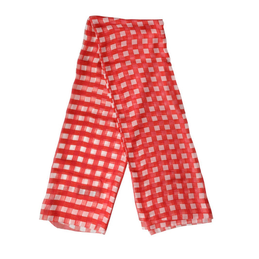 Dolce & Gabbana Red Checkered Stole Neck Wrap Shawl Scarf