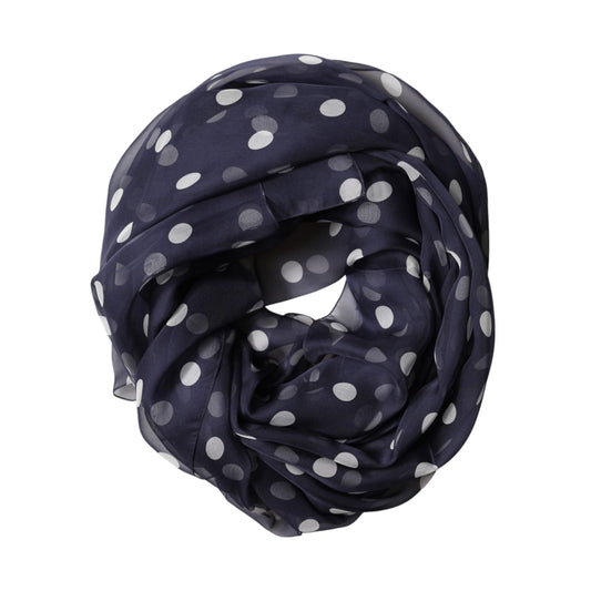 Dolce & Gabbana Blue Polka Dot Silk Neck Wrap Shawl 205cm x 132cm Scarf