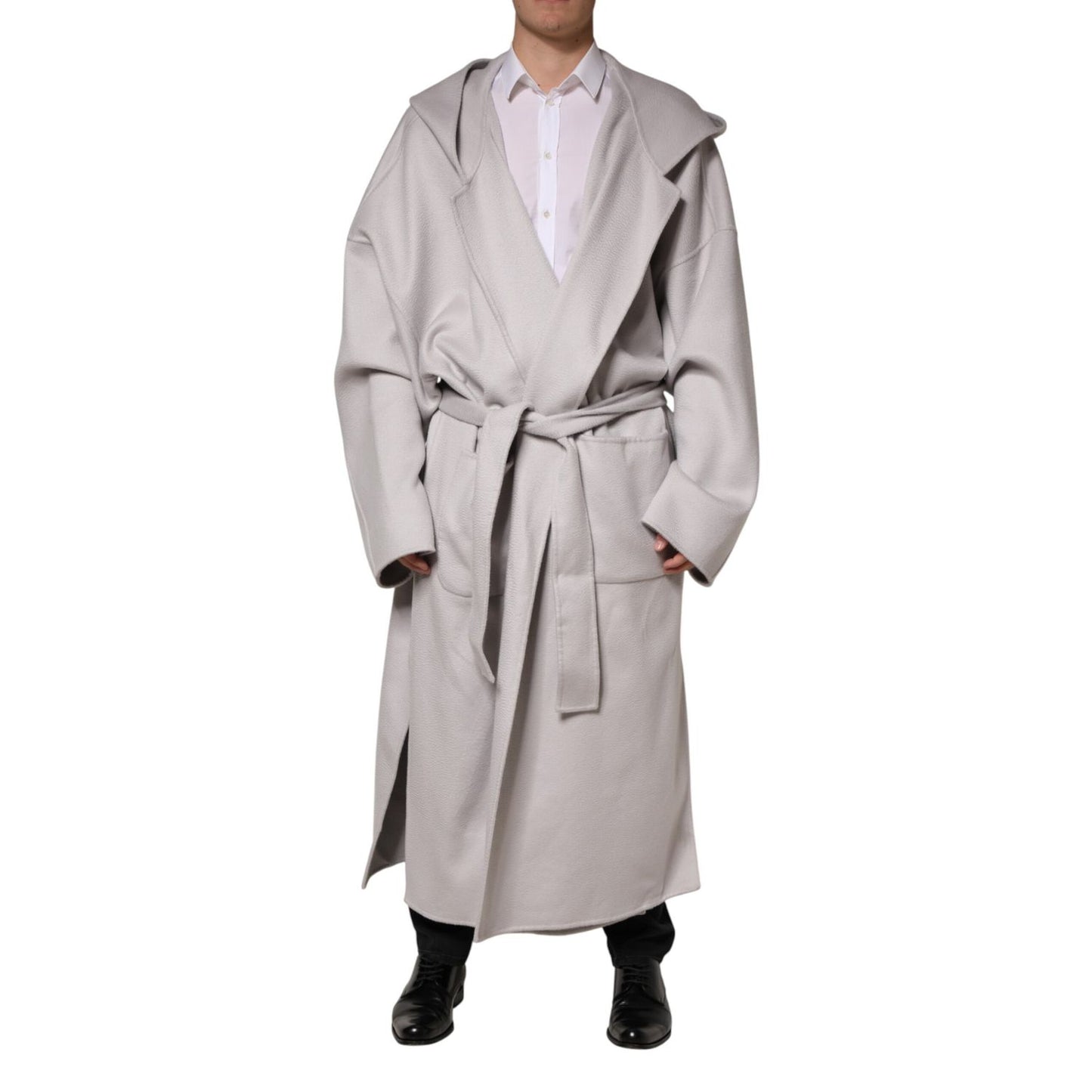 Dolce & Gabbana Off White Belted Long Trench Coat Men Jacket