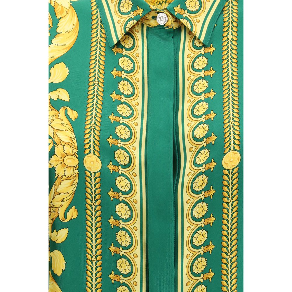 Versace Bicolor Silk Pattern Shirt 1728,72470364320,Bicolor,Clothing,IT40 | M,IT44 | L,New with tags,Pattern - Shirts - Clothing,Shirts - Clothing,Versace,Women