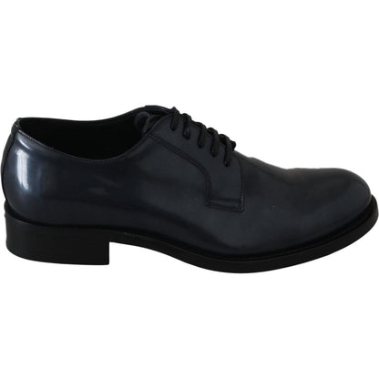 Dolce & Gabbana Blue Leather Derby Dress Formal Shoes