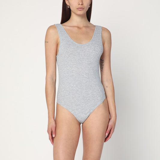 ANINE BING Ginny grey ribbed bodysuit