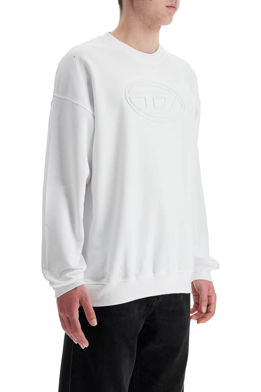 Diesel white cotton sweatshirt with raised logo for men Topwear Diesel Light Gray