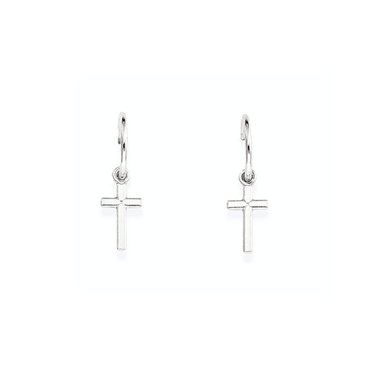 AMEN JEWELRY Mod. ORCRB3 - Elegant cross earrings in silver finish - Religious jewelry accessory