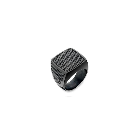 AN JEWELS JEWELRY Mod. AA.R02B-11 black ring, textured square design