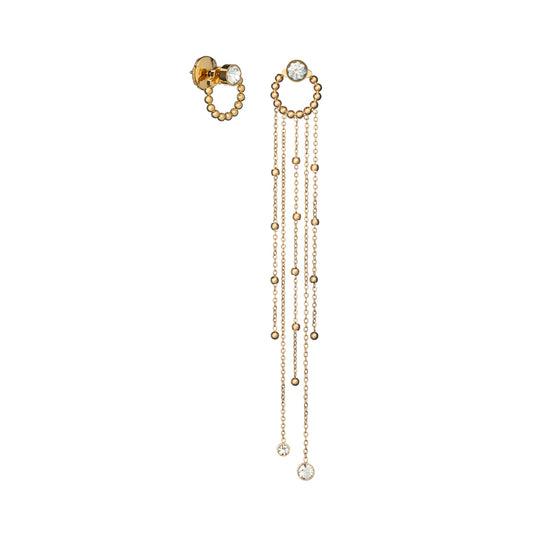AN JEWELS JEWELRY Mod. AB.EP011 gold earrings with delicate hanging chains and crystal details