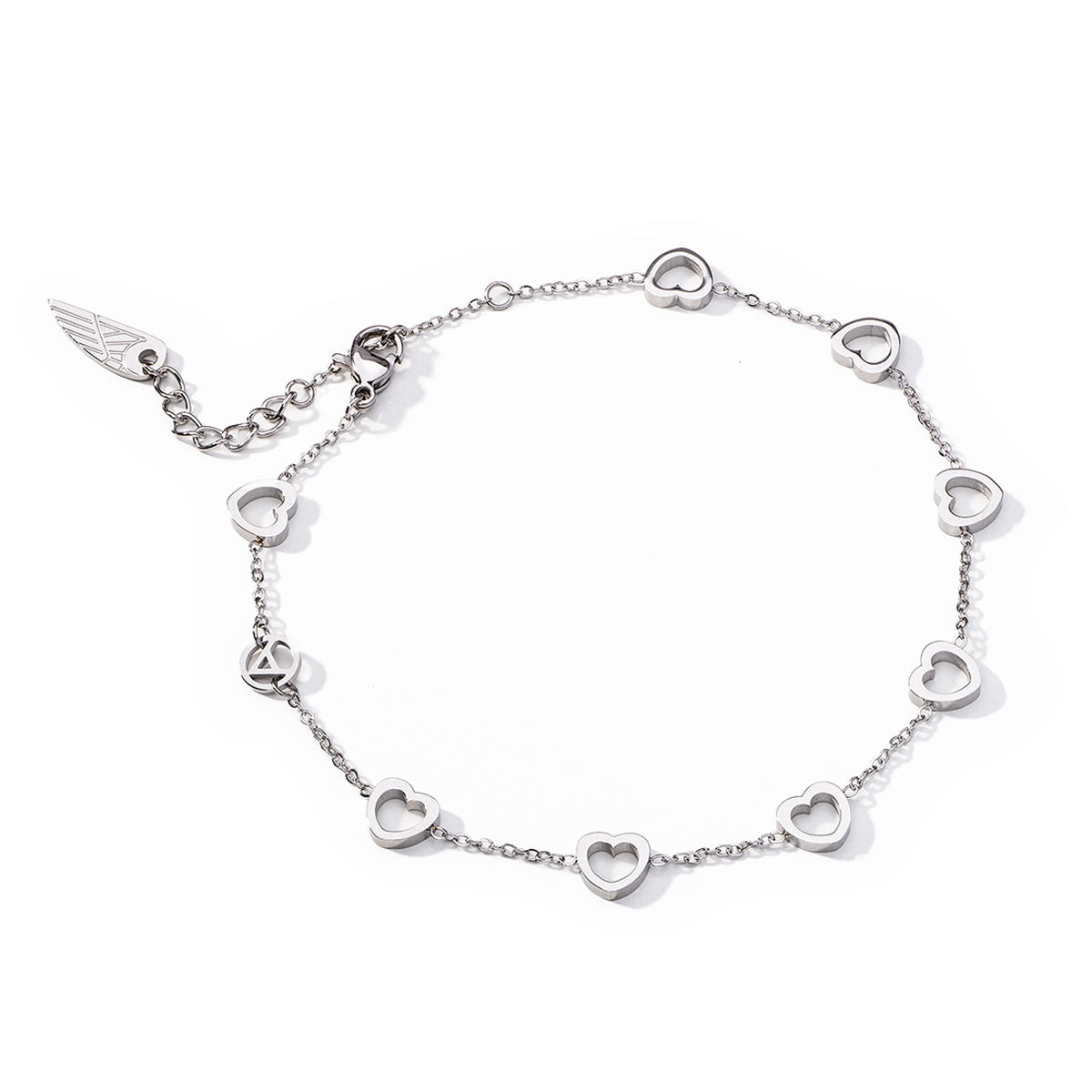 AN JEWELS JEWELRY Mod. AL.BANKLE08 silver anklet with heart-shaped links