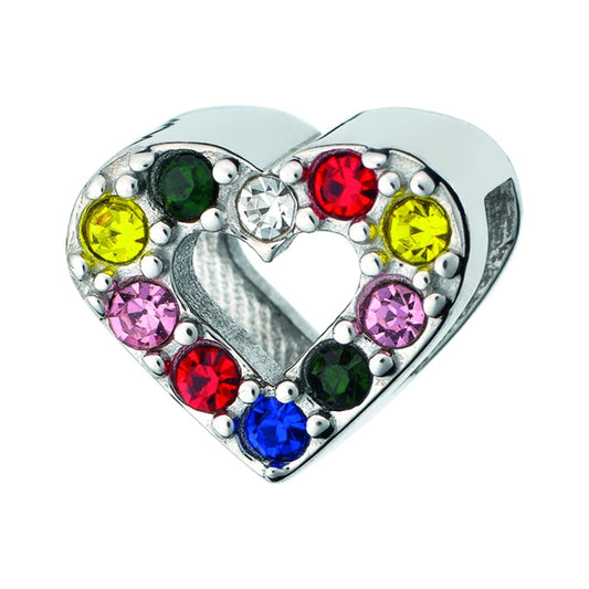 Colorful heart-shaped pendant with gemstones from AN JEWELS JEWELRY Mod. AL.DLI02FC on white background