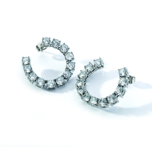 Elegant diamond earrings from AN JEWELS JEWELRY Mod. AL.ELOY11SC, showcasing sparkling stones in a circular design.