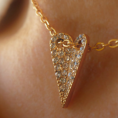 AN JEWELS JEWELRY Mod. AL.NMOH24CZ heart pendant on gold chain