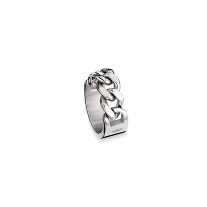 AN JEWELS JEWELRY Mod. AL.RLY01S-8 silver chain ring with intricate design on white background