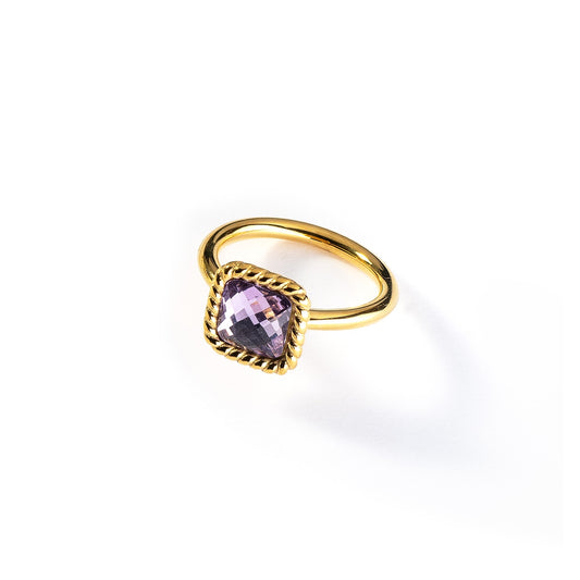 AN JEWELS JEWELRY Mod. AL.RMW07GVI-6 gold ring with purple gemstone