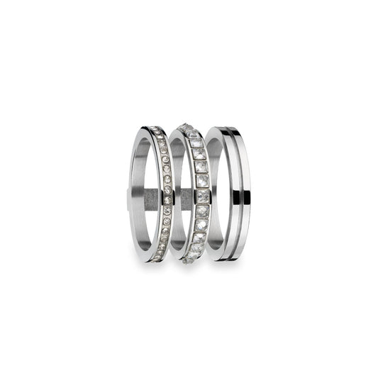 Elegant silver rings from AN JEWELS JEWELRY Mod. AR.R3NS01SC-8 collection with embedded crystals.