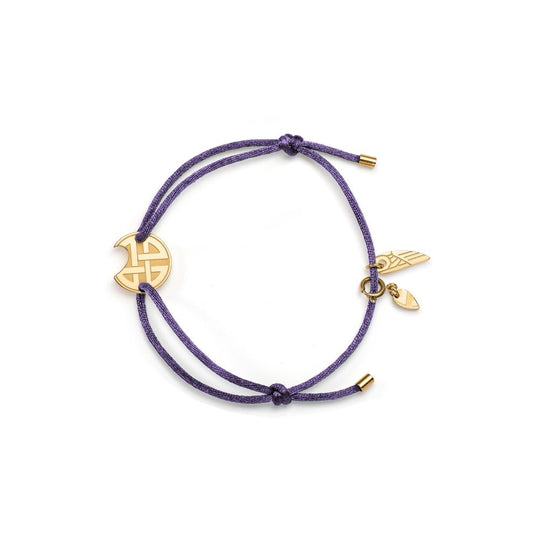 AN JEWELS JEWELRY Mod. AV.BGLBGGVI gold charm bracelet on purple cord
