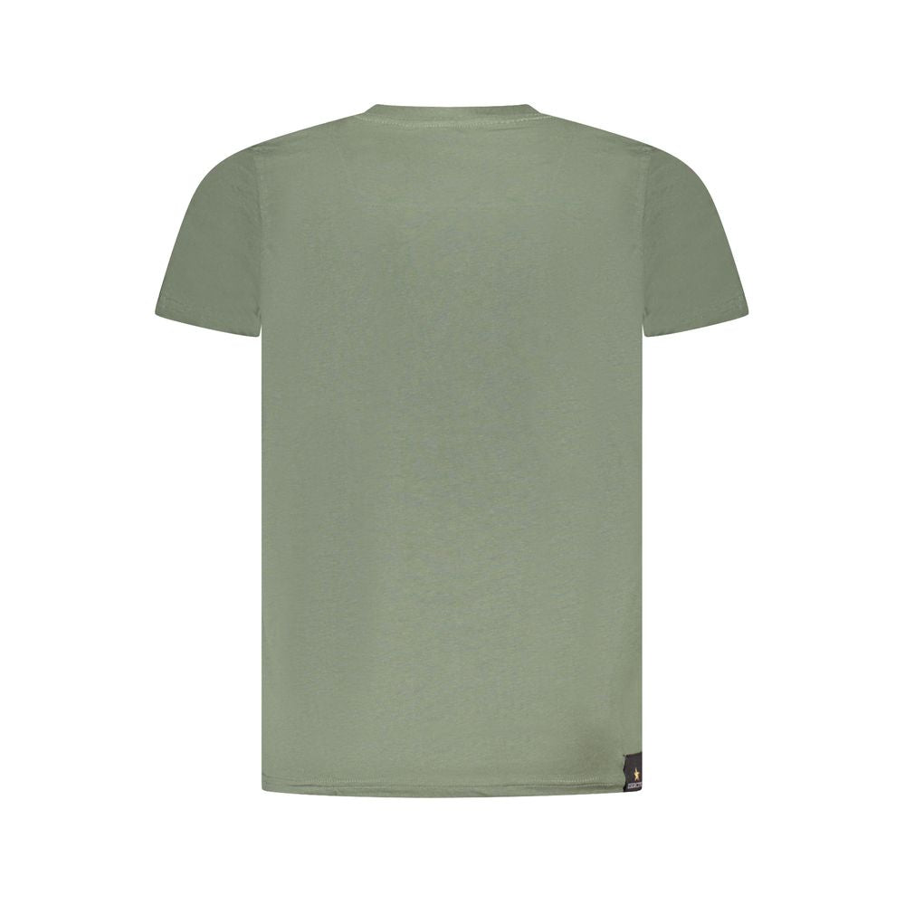 Back view of Accademia Militare Green Cotton T-Shirt with short sleeves, crew neck, and printed logo.