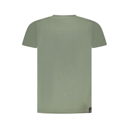 Back view of Accademia Militare Green Cotton T-Shirt with short sleeves, crew neck, and printed logo.