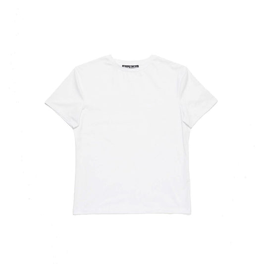 Acne Studios White Cotton T-Shirt, short sleeve, regular fit, face logo, unisex design, made in Portugal, 90% cotton 10% elastane