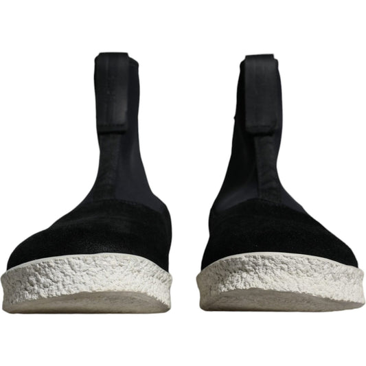 Alexander McQueen Black White Neoprene Takeshi Mid Calf Boots Shoes MV4437-39
