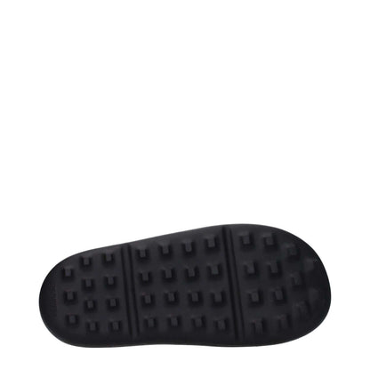 Sole view of Ambush Black Cotton Slippers with rubber open toe, featuring a textured design for comfort and grip.