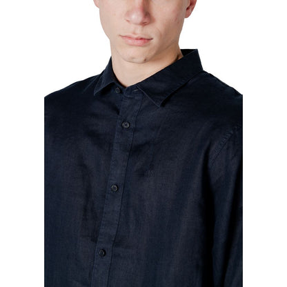 Armani Exchange Blue Linen Dress Shirt