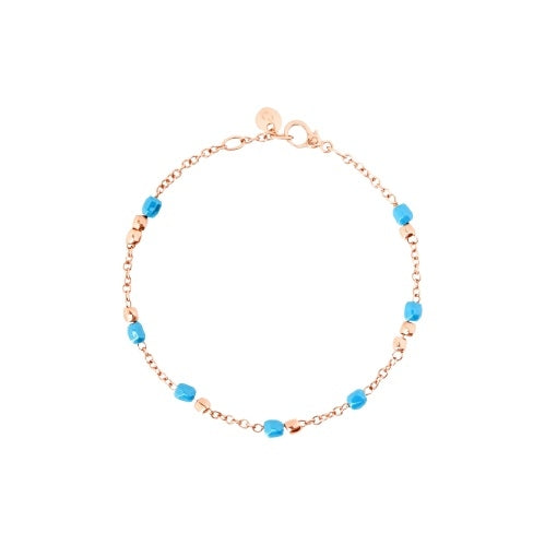 BRACCIALI DODO MOD. DBC3005GRANXCTU9RL with blue beads on gold chain