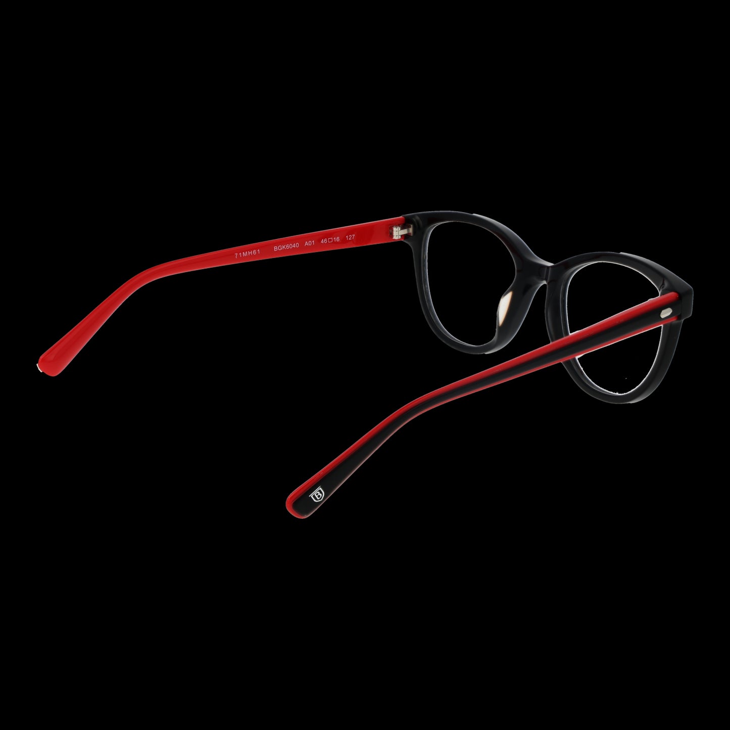 BULGET MOD. BGK6040 46A01 glasses with black frame and red interior