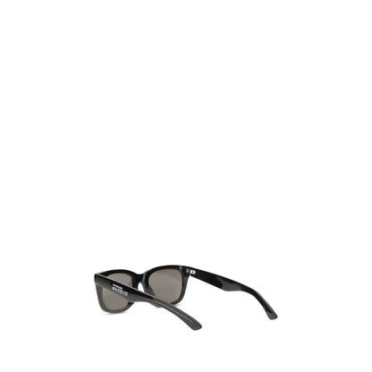 Balenciaga Black Acetate Sunglasses with square shape and signature branding, featuring durable Bio-Nylon lenses for comfort and protection.