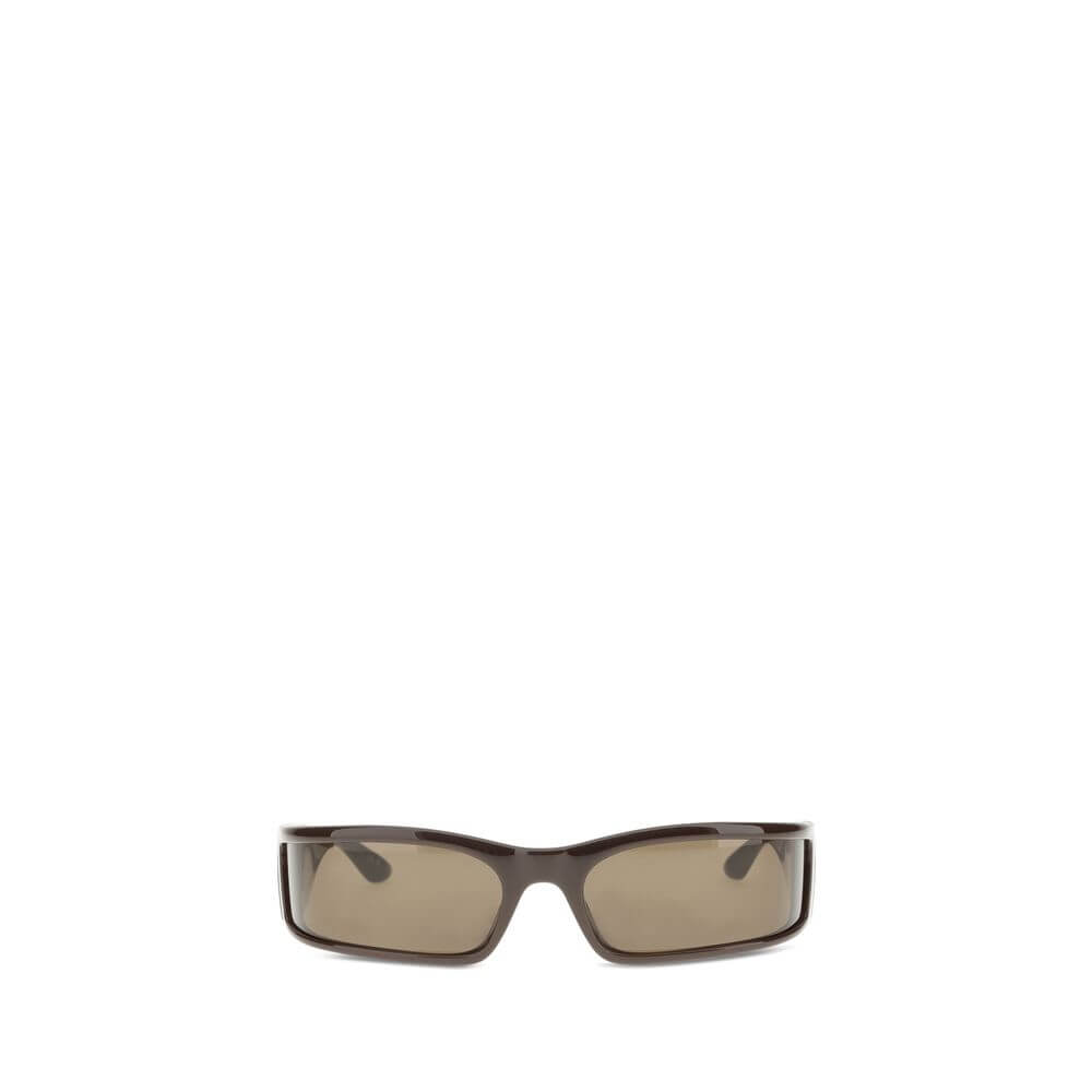 Balenciaga Brown Acetate Sunglasses with rectangular shape and logo details for a contemporary look, AW25 collection, bio nylon lenses.