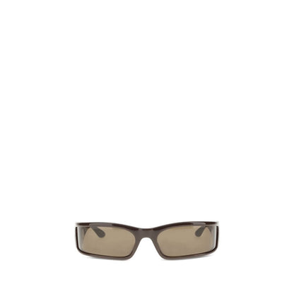 Balenciaga Brown Acetate Sunglasses with rectangular shape and logo details for a contemporary look, AW25 collection, bio nylon lenses.