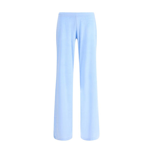 Balenciaga Light Blue Triacetate Casual Pants with elasticated waist and flare legs made of bistretch velvet for AW25 season.