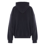Back view of black Balenciaga Sweaters Black with long sleeves and ribbed trims, featuring a hood design.
