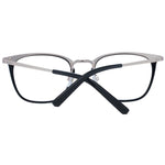 Bally Black Men Glasses Frame, full-rim metal trapezium style, black color, demo plastic lenses, size 53-21-145, with branded case.
