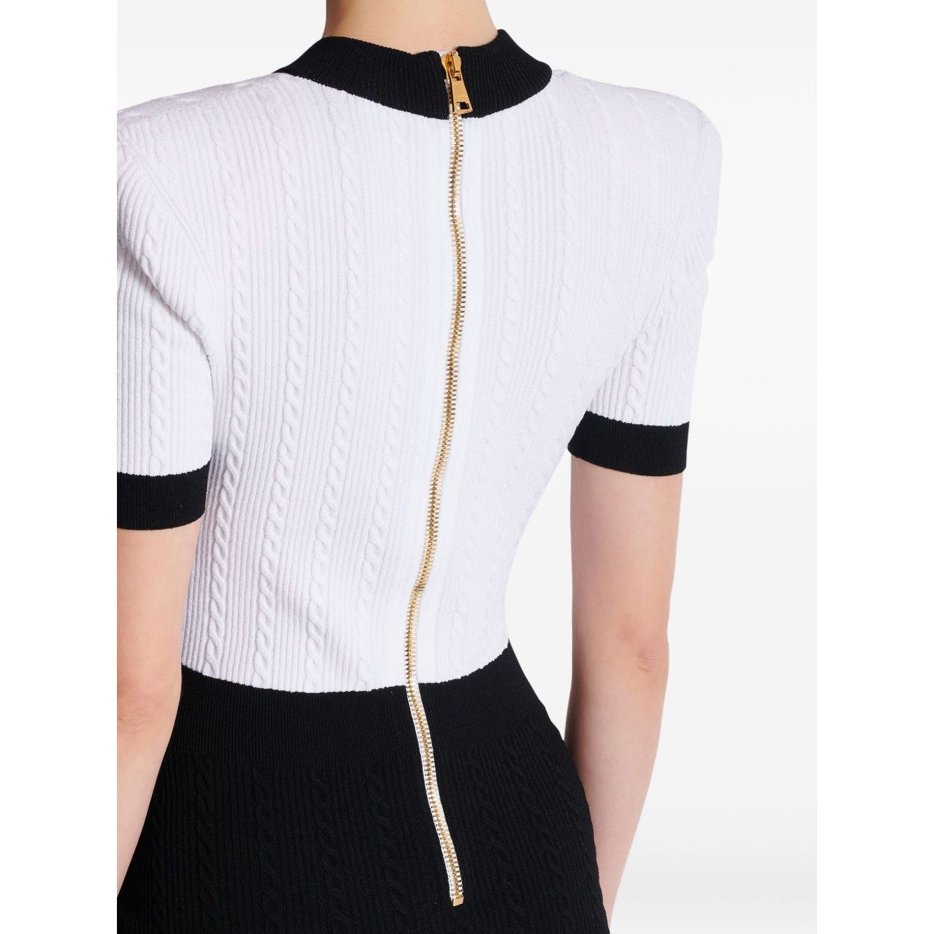 Balmain Two-tone twisted knit bodycon dress Dresses