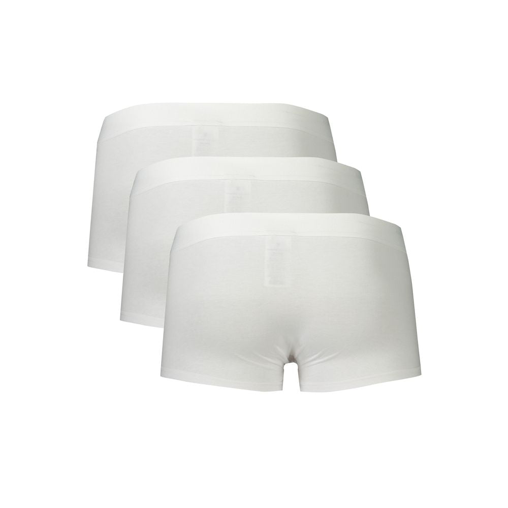 Bikkembergs White Polyester Men Boxer tri-pack with elastic waistband and logo, combining comfort and style for modern men.