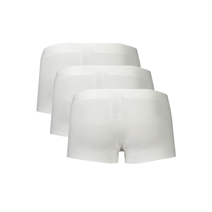 Bikkembergs White Polyester Men Boxer tri-pack with elastic waistband and logo, combining comfort and style for modern men.