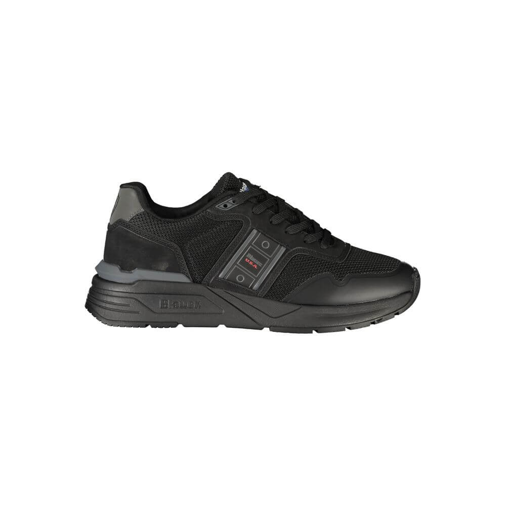 Blauer Black Polyester Mens Sneaker with lace-up design and sleek black hue.