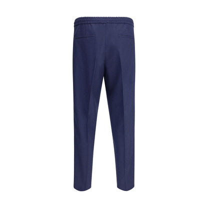 Brunello Cucinelli Blue Fleece Wool Casual Pants