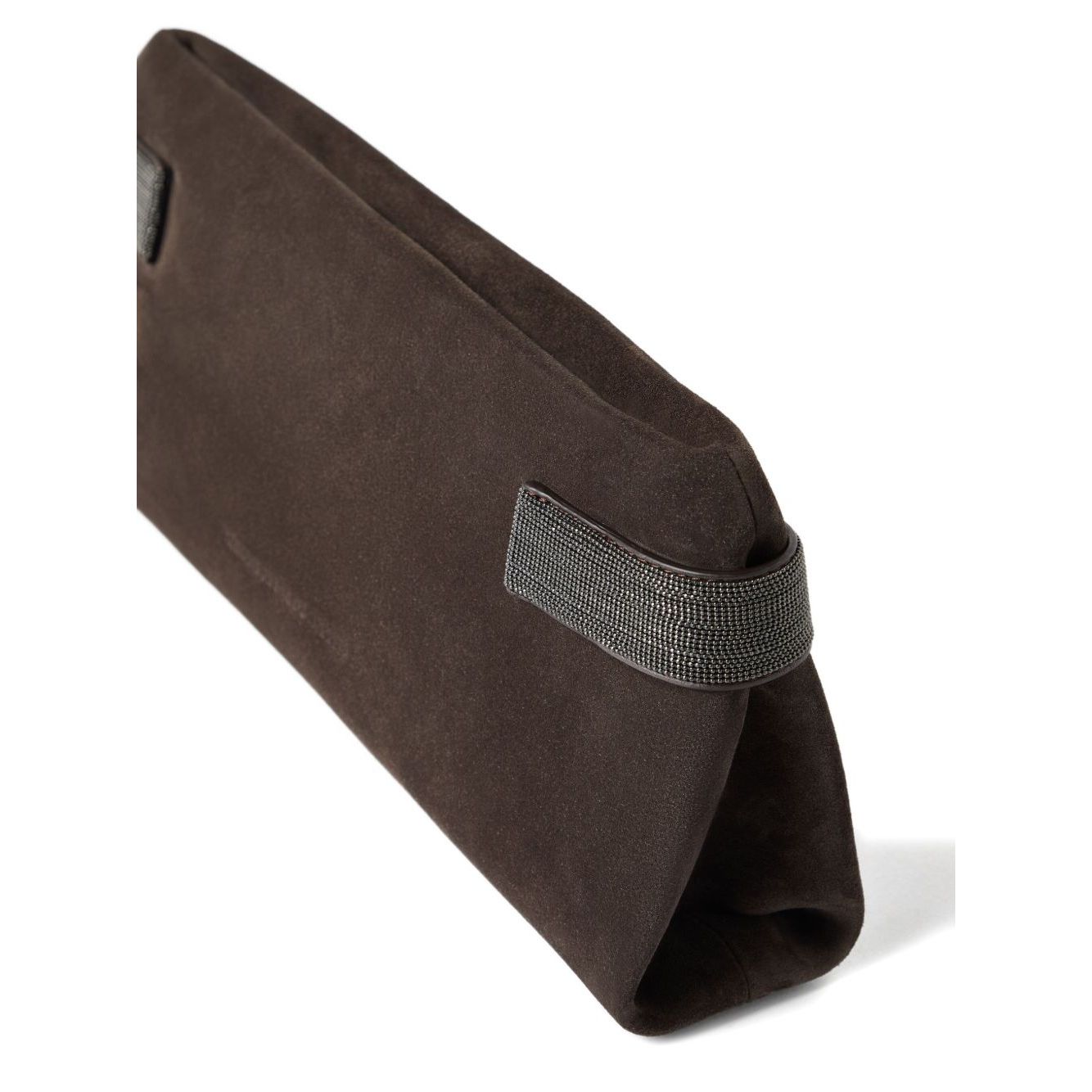 Brunello Cucinelli Essence pouch bag in suede with precious bands