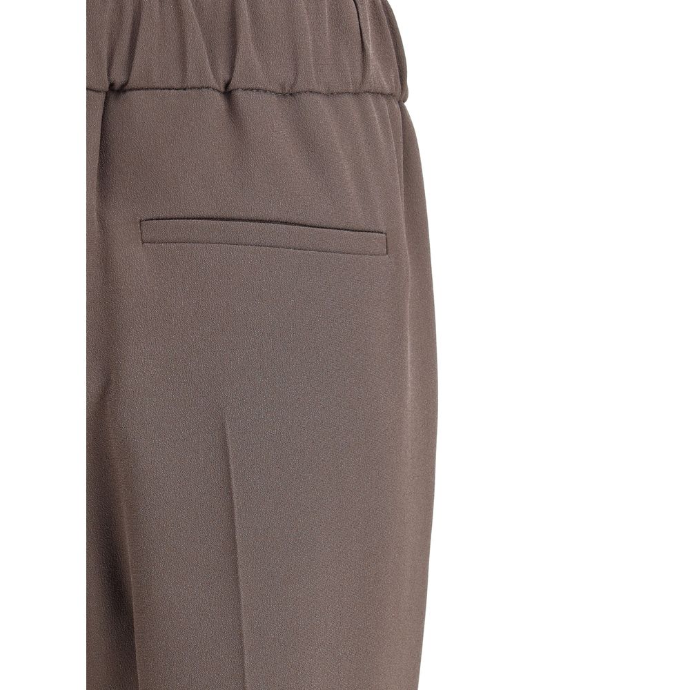Brunello Cucinelli Gray Acetate Casual Pants with elastic waistband and side welt pocket, Autumn Winter 2025 collection.