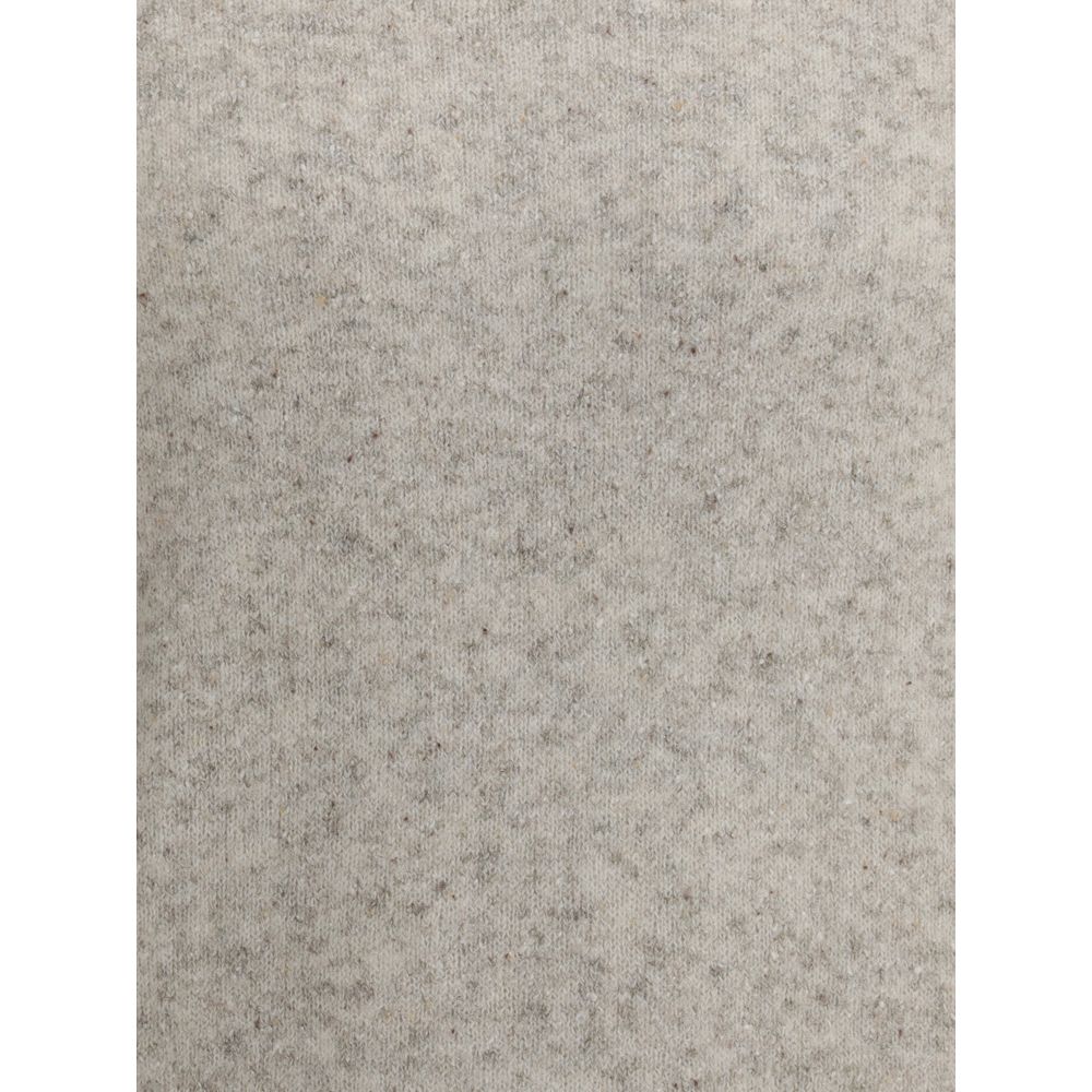 Close-up of Brunello Cucinelli Gray Alpaca Vicugna Pacos Sweatshirt fabric, highlighting its soft mélange pattern and texture.