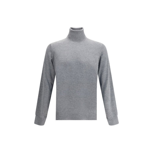 Brunello Cucinelli Gray Cashmere Cashmere Sweater with turtleneck, premium quality, timeless design, ribbed cuffs and hem, made in Italy