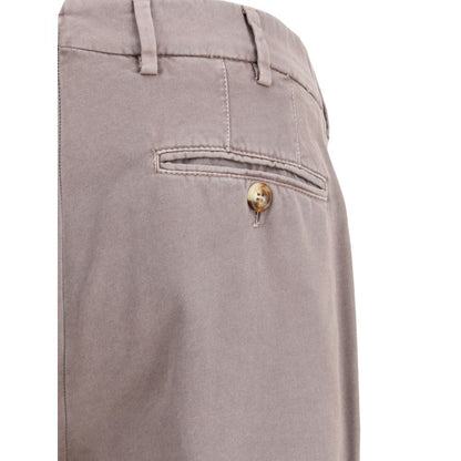 Brunello Cucinelli Gray Cotton Casual Pants with back welt pocket detail.