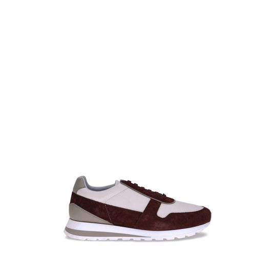 Brunello Cucinelli Multicolor Calf Leather Bos Taurus Platform Sneakers with suede detailing and logoed heel.