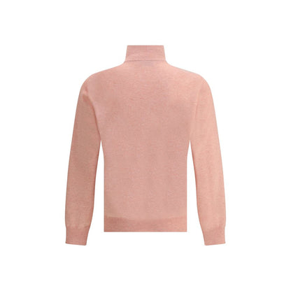 Back view of Brunello Cucinelli Multicolor Cashmere Sweatshirt displaying high collar and ribbed hem.