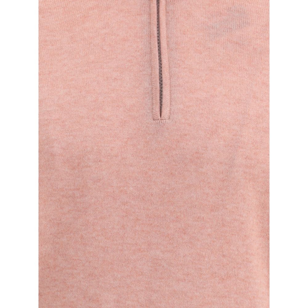 Brunello Cucinelli Multicolor Cashmere Sweatshirt with ribbed hem and front zipper, showcasing elegant and refined style in soft cashmere.