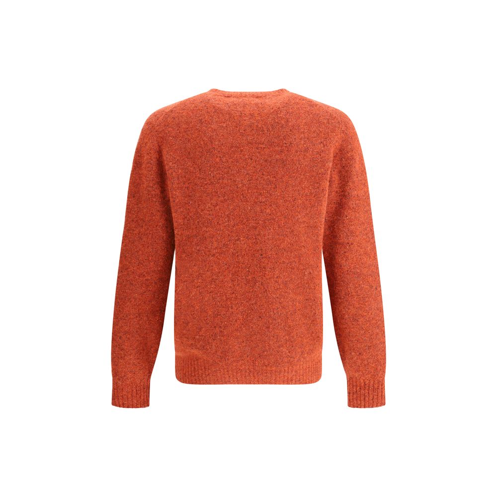 Brunello Cucinelli Orange Alpaca Vicugna Pacos Sweatshirt, elegant and warm garment, ribbed design, mélange pattern, autumn-winter fashion