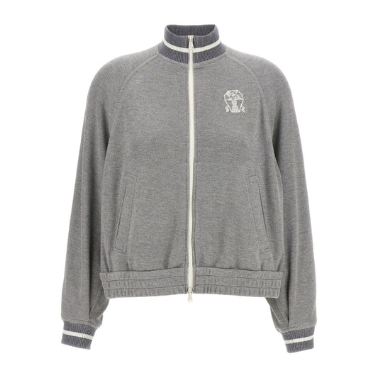 Brunello Cucinelli Ribbed-collar zip-up cardigan